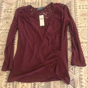 *NEVER WORN* Maeve/Anthro Plum Faux Wrap Top (XXS)